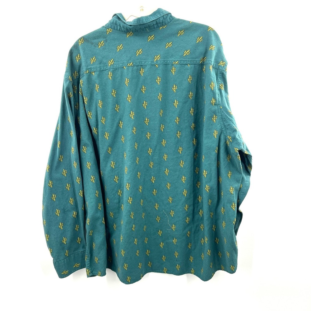 Duluth Green Christmas Cacti cactus Long Sleeve Flannel Button Up shirt 3XL - Picture 7 of 9